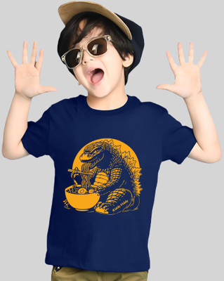 Kiddy Viddy Boys Printed Cotton Blend Regular T Shirt(Blue, Pack of 1)