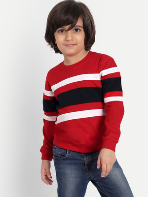 PROVOGUE Boys Striped Pure Cotton Regular T Shirt(Multicolor, Pack of 1)