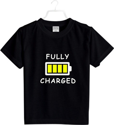 Mahifashion trend Boys Typography, Printed Polyester Oversized T Shirt(Black, Pack of 1)