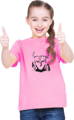 CHOMBOOKA Girls Printed Polyester Oversized T Shirt(Pink, Pack of 1)