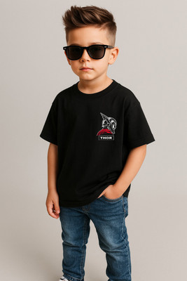 YI FASHION Boys Printed Cotton Blend Oversized T Shirt(Black, Pack of 1)