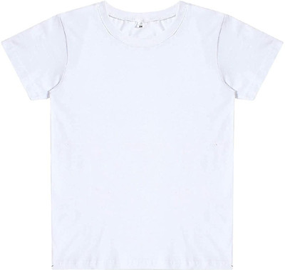 Printcomet Boys & Girls Solid Cotton Blend Regular T Shirt(White, Pack of 1)