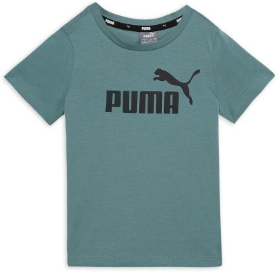 PUMA Boys Printed Cotton Blend T Shirt(Green, Pack of 1)