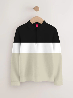 Wolf Indiana Boys Colorblock Polyester Slim T Shirt(Black, Beige, Pack of 1)