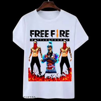 KNCH Boys Printed Polycotton Regular T Shirt(White, Pack of 1)