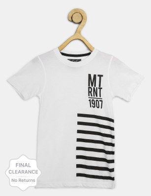 METRONAUT Boys Graphic Print Pure Cotton T Shirt(White, Pack of 1)