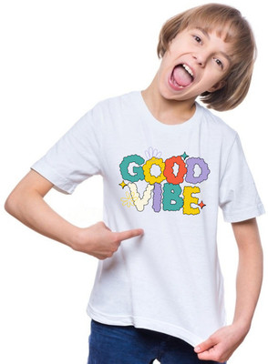 QF Quality Fab LET'S FASHION TALK Boys & Girls Printed Cotton Blend Regular T Shirt(Black, Pack of 1)