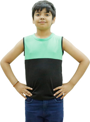 CHOMMBOOKA TREND Boys Colorblock Pure Cotton Regular T Shirt(Black, Green, Pack of 1)