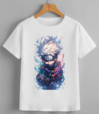 MAADHAV FASHIONS Boys & Girls Printed, Cartoon/Superhero, Graphic Print Polyester Regular T Shirt(White, Pack of 1)