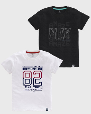 Codez Boys Printed Cotton Blend Regular T Shirt(Multicolor, Pack of 2)
