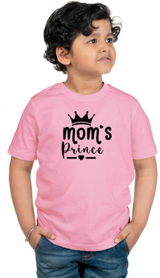 CHOMMBOOKA TRENDING Boys Typography Pure Cotton Regular T Shirt(Pink, Pack of 1)