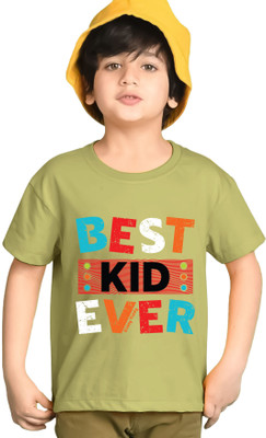 ENITOR Boys Printed Cotton Blend Regular T Shirt(Light Green, Pack of 1)