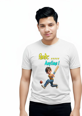 R and S Creations Boys & Girls Printed Pure Cotton Regular T Shirt(Black, Pack of 1)