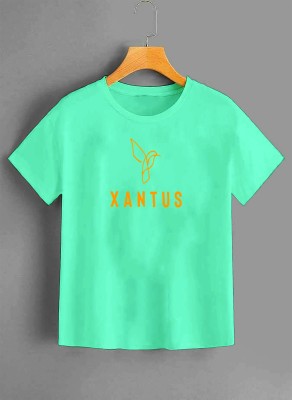 xantus Boys Printed Cotton Blend Regular T Shirt(Light Green, Pack of 1)