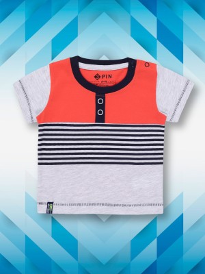 3Pin Baby Boys Striped Pure Cotton Regular T Shirt(Multicolor, Pack of 1)