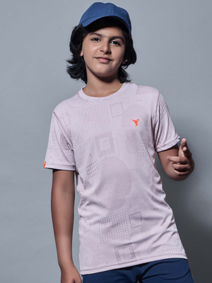 TECHNOSPORT Boys Printed Polyester Slim T Shirt(Purple, Pack of 1)