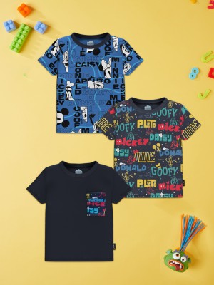 NautiNati Boys Printed Pure Cotton T Shirt(Multicolor, Pack of 3)
