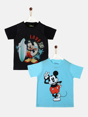YK Disney Boys Printed Cotton Blend Regular T Shirt(Multicolor, Pack of 2)