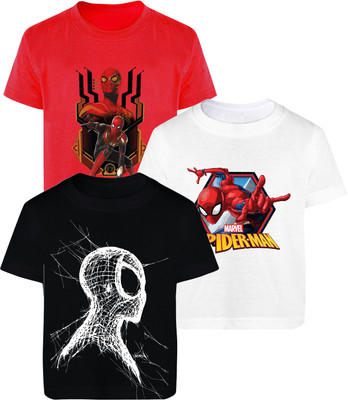 YK Marvel Boys Printed Cotton Blend Regular T Shirt(Multicolor, Pack of 3)