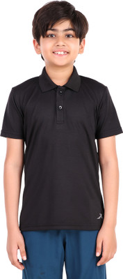 VECTOR X Boys Solid Polyester Regular T Shirt(Black, Pack of 1)