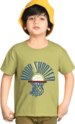 AUSK Boys Printed Cotton Blend Regular T Shirt(Light Green, Pack of 1)