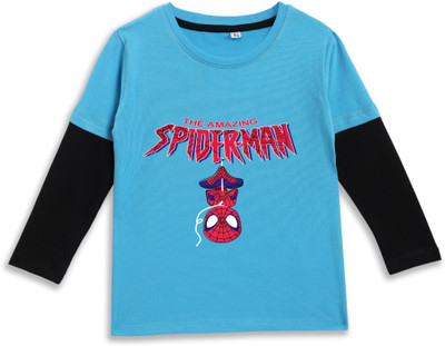 Superb Starling Baby Boys Self Design Cotton Blend Regular T Shirt(Blue, Pack of 1)