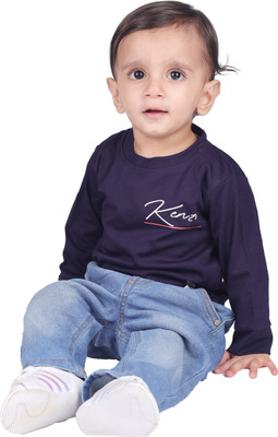 Yellowtoons Boys Printed Cotton Blend Regular T Shirt(Dark Blue, Pack of 1)