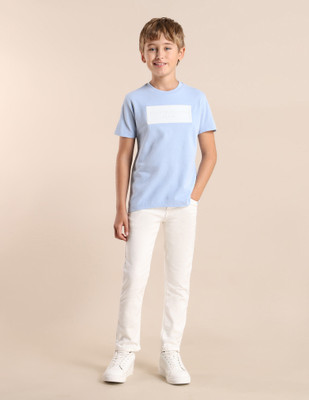 U.S. POLO ASSN. Baby Boys Graphic Print Pure Cotton Regular T Shirt(Blue, Pack of 1)