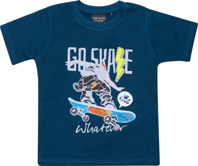 Come In Kids Boys & Girls Printed Pure Cotton T Shirt(Dark Blue, Pack of 1)