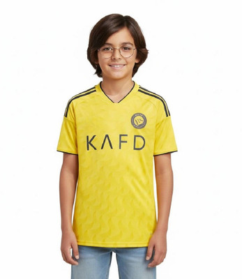 Thiva Boys & Girls Printed Polyester Regular T Shirt(Yellow, Pack of 1)