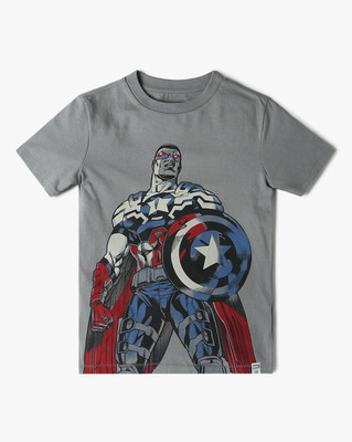 GAP Boys Graphic Print Organic Cotton Regular T Shirt(Grey, Pack of 1)