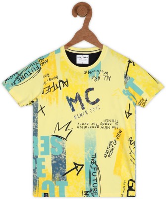 MONTE CARLO Boys Printed Cotton Blend T Shirt(Yellow, Pack of 1)