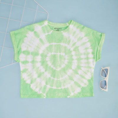 Pantaloons Junior Girls Solid Cotton Blend Regular T Shirt(Light Green, Pack of 1)