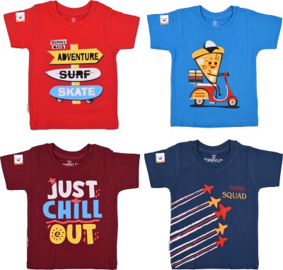 Baby Toons Baby Boys & Baby Girls Printed Cotton Blend T Shirt(Multicolor, Pack of 4)