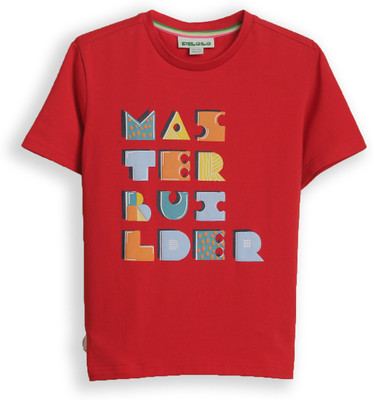 pilolo Boys & Girls Printed Pure Cotton Regular T Shirt(Red, Pack of 1)
