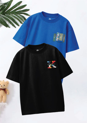 Codez Boys Graphic Print Pure Cotton Oversized T Shirt(Multicolor, Pack of 2)