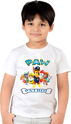 ORATEIS TREND Boys Graphic Print Cotton Blend Regular T Shirt(White, Pack of 1)