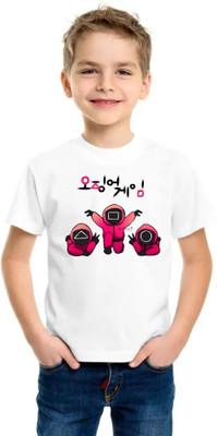 Kid's Yuga Boys Printed Cotton Blend Regular T Shirt(White, Pack of 1)