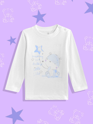 Mothercare Baby Girls Printed Pure Cotton Regular T Shirt(White, Pack of 1)