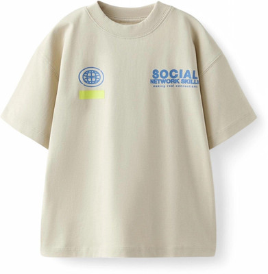 Alan Jones Boys Printed Cotton Blend Oversized T Shirt(Grey, Pack of 1)