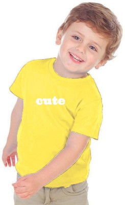 JANFA Boys Solid Pure Cotton Regular T Shirt(Yellow, Pack of 1)