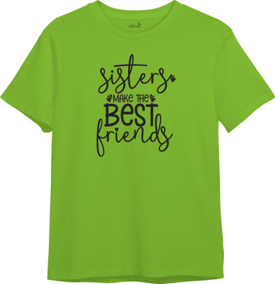 x2o Boys & Girls Printed Cotton Blend Regular T Shirt(Green, Pack of 1)