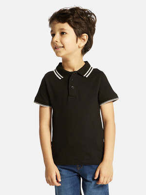 JUNIORS by Babyshop Boys Solid Cotton Blend Regular T Shirt(Grey, Pack of 1)