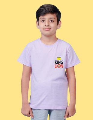 Nusyl Boys Graphic Print Cotton Blend Regular T Shirt(Purple, Pack of 1)