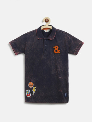 TALES & STORIES Boys Printed Pure Cotton Regular T Shirt(Dark Blue, Pack of 1)