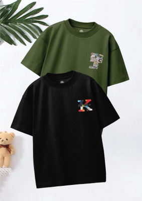Codez Boys Graphic Print Pure Cotton Oversized T Shirt(Multicolor, Pack of 2)
