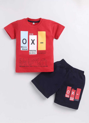 FUNKTAIL Baby Boys Printed Cotton Blend Regular T Shirt(Red, Pack of 1)