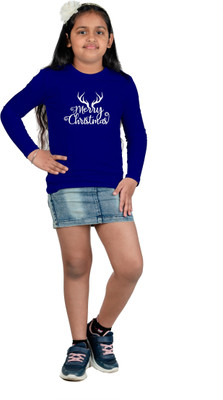 CHOMMBOOKA TREND Boys & Girls Printed Cotton Blend Regular T Shirt(Blue, Pack of 1)