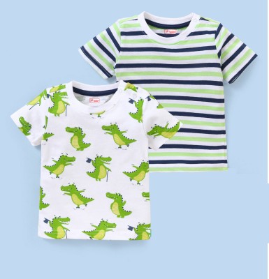 zevbisa Baby Boys & Baby Girls Printed Polycotton Regular T Shirt(White, Pack of 2)