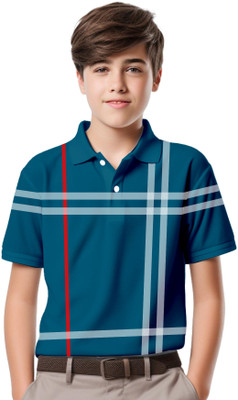 Kiddy Viddy Boys Printed Cotton Blend Regular T Shirt(Dark Blue, White, Pack of 1)